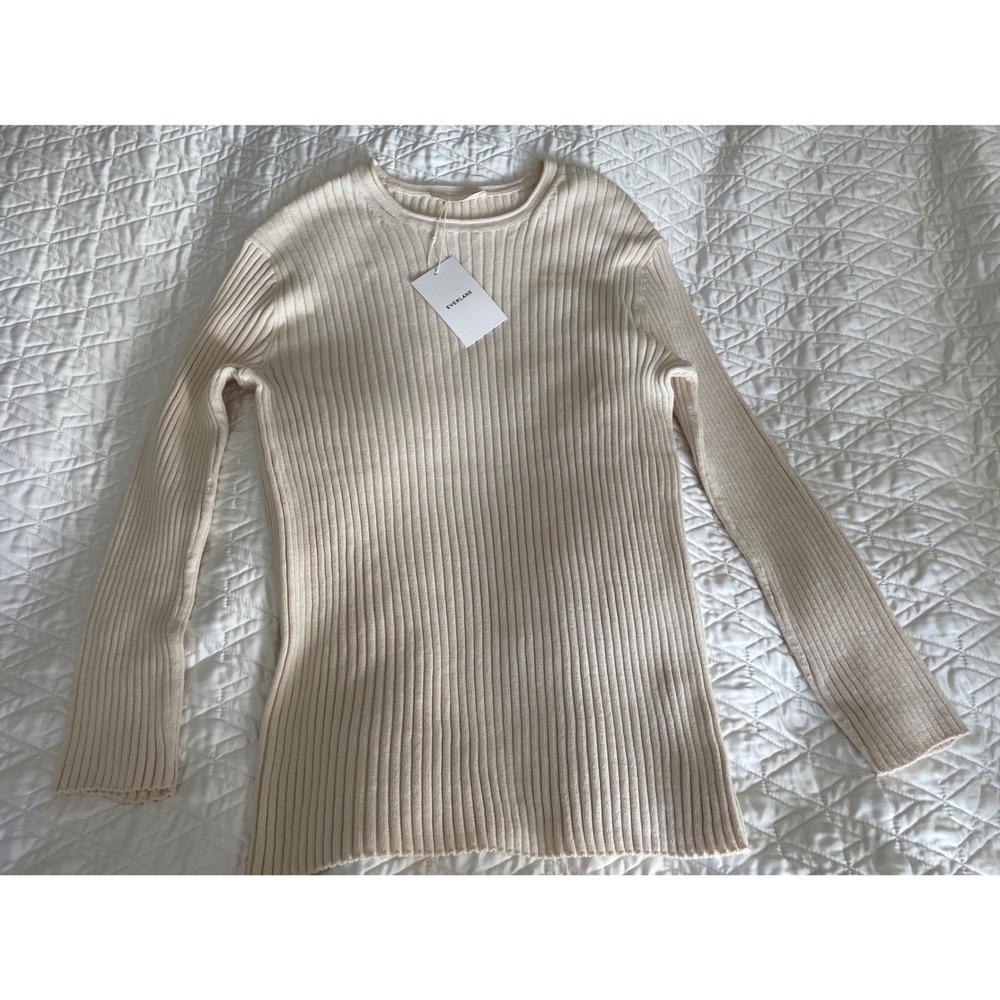 NWT Everlane Pima Micro-Rib Long-Sleeve Crew Neck Sweater Organic 100% Cotton-XL